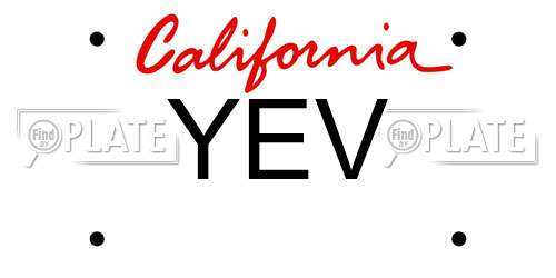 YEV California License Plate