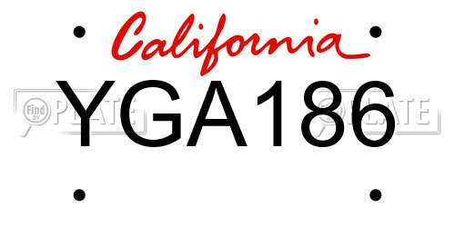 YGA186 California License Plate