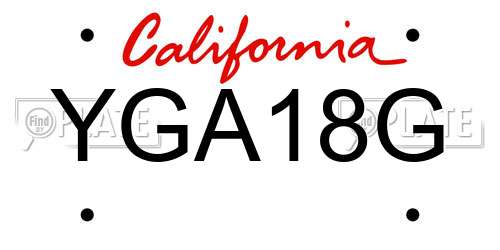 YGA18G California License Plate