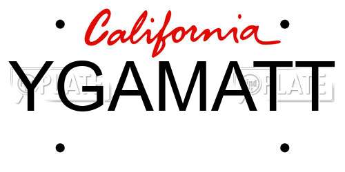 YGAMATT California License Plate
