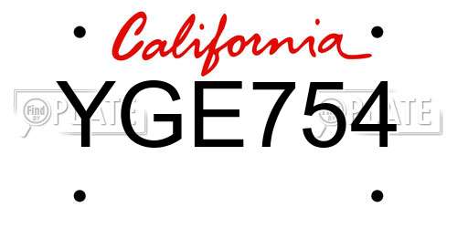 YGE754 California License Plate