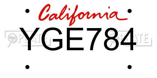 YGE784 California License Plate
