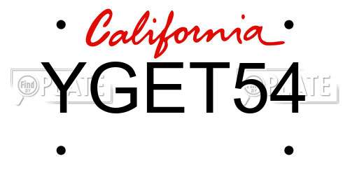 YGET54 California License Plate