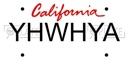YHWHYA California License Plate