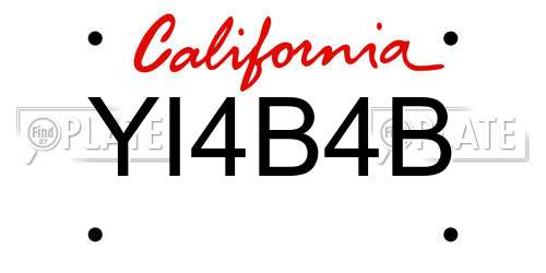 YI4B4B California License Plate