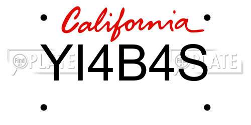 YI4B4S California License Plate