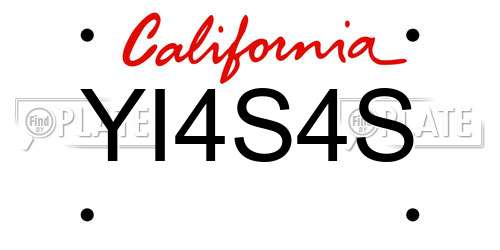 YI4S4S California License Plate