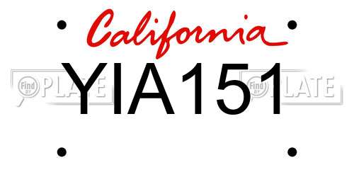 YIA151 California License Plate