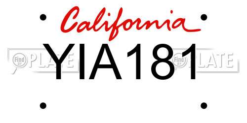 YIA181 California License Plate