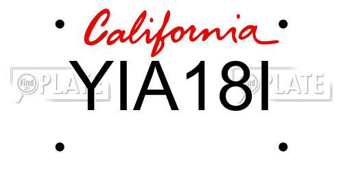 YIA18I California License Plate