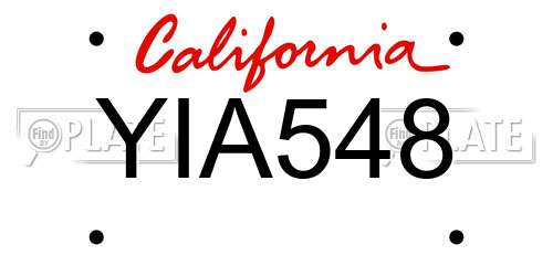 YIA548 California License Plate