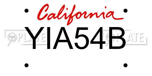 YIA54B California License Plate