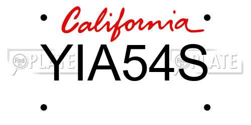 YIA54S California License Plate