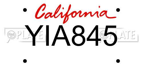 YIA845 California License Plate