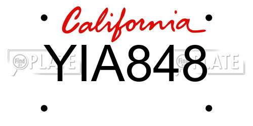 YIA848 California License Plate