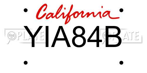 YIA84B California License Plate