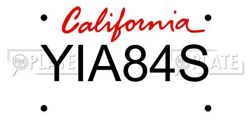 YIA84S California License Plate