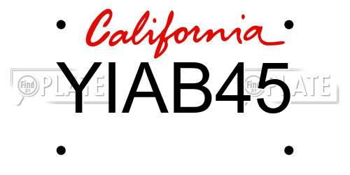 YIAB45 California License Plate