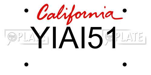 YIAI51 California License Plate