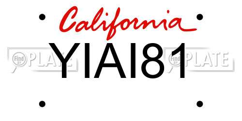 YIAI81 California License Plate