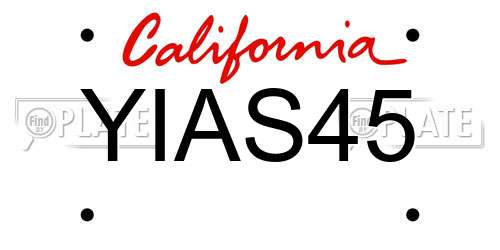YIAS45 California License Plate
