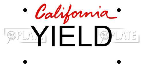 YIELD California License Plate