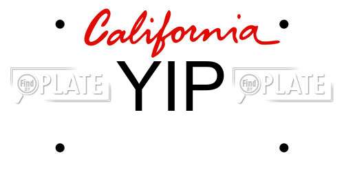 YIP California License Plate