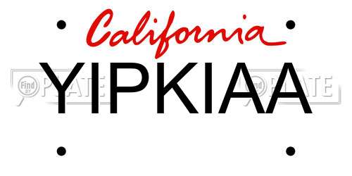 YIPKIAA California License Plate