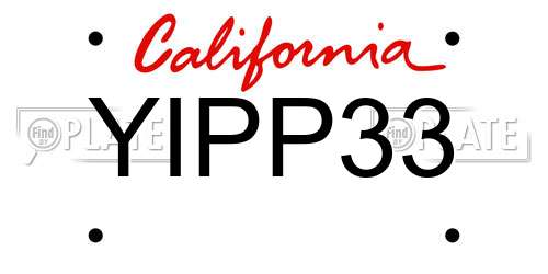 YIPP33 California License Plate