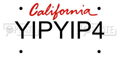 YIPYIP4 California License Plate