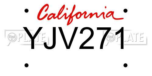 YJV271 California License Plate