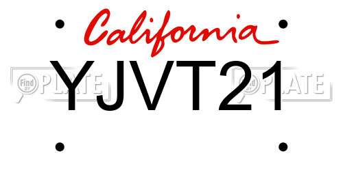 YJVT21 California License Plate