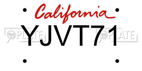 YJVT71 California License Plate