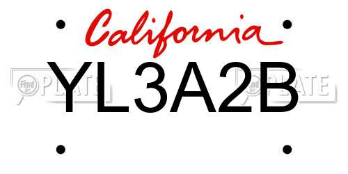 YL3A2B California License Plate