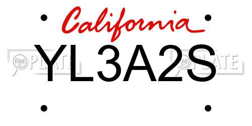 YL3A2S California License Plate