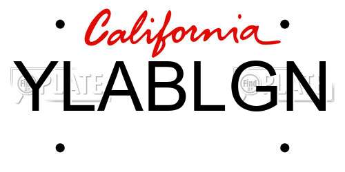 YLABLGN California License Plate