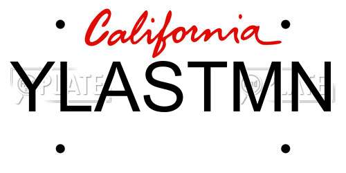 YLASTMN California License Plate