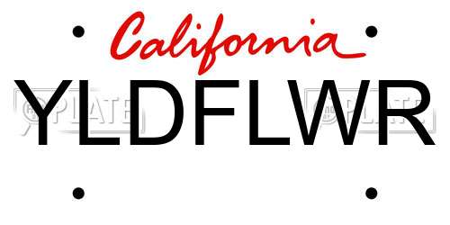 YLDFLWR California License Plate