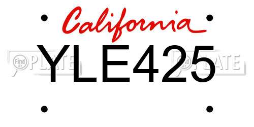 YLE425 California License Plate