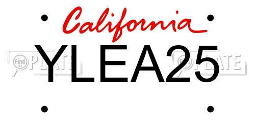 YLEA25 California License Plate