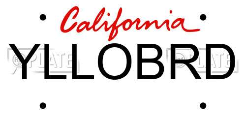 YLLOBRD California License Plate