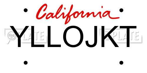 YLLOJKT California License Plate