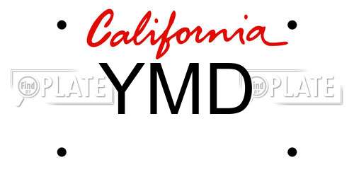 YMD California License Plate