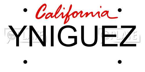 YNIGUEZ California License Plate
