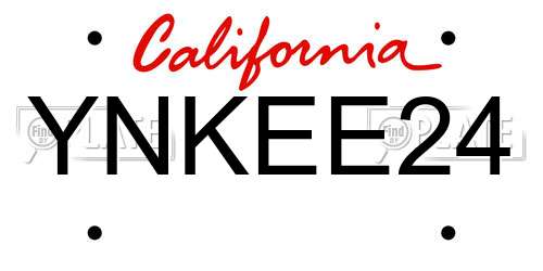YNKEE24 California License Plate