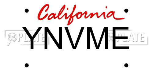 YNVME California License Plate