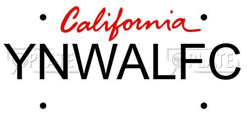 YNWALFC California License Plate