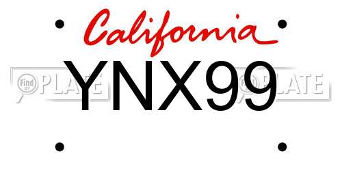 YNX99 California License Plate