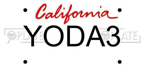 YODA3 California License Plate