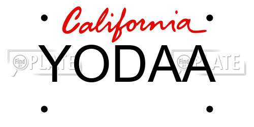 YODAA California License Plate